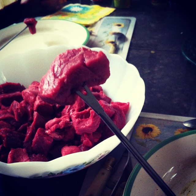 Meat fondue. Makes a change from a Sunday roast! #france #frenchcuisine #carnivore #notwedordead #meatlover